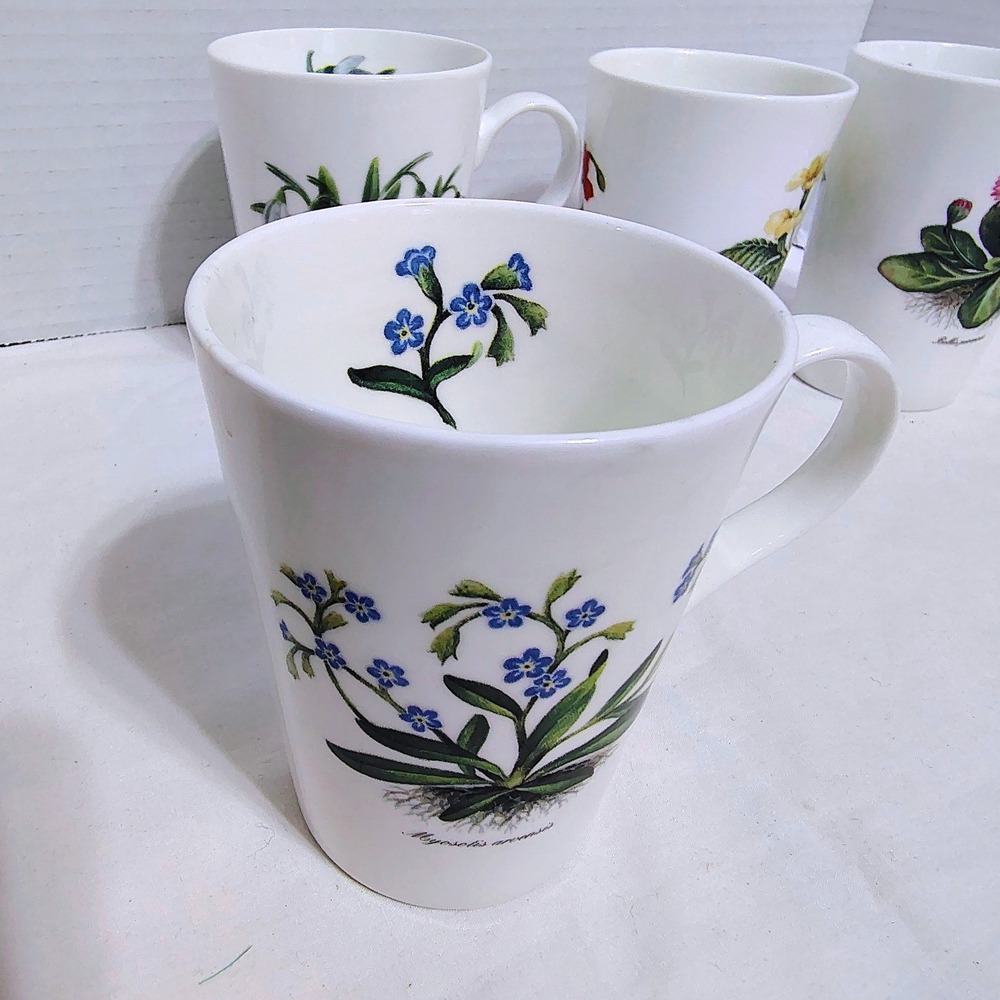Royal Victorian Staffordshire England Botanical Flower Mugs Fine Bone China - Picture 5 of 13